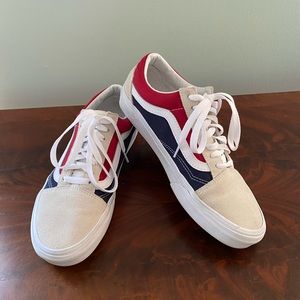 Vans Old Skool Retro Block White/Red/Dark Blue Shoes M 7.0 / W 8.5